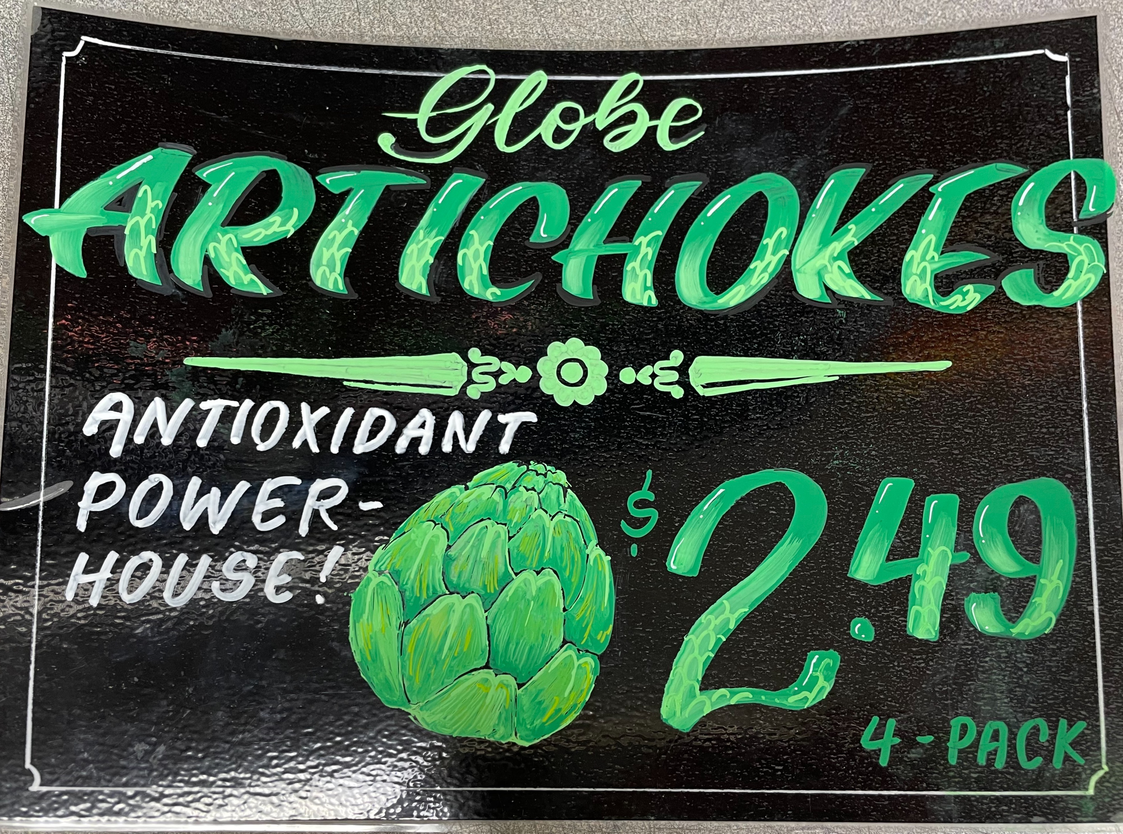 Globe Artichokes sign